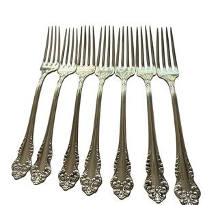 Community Silver Triple Plus Avalon Lot of 7 Dinner Forks 7 inch Silverware